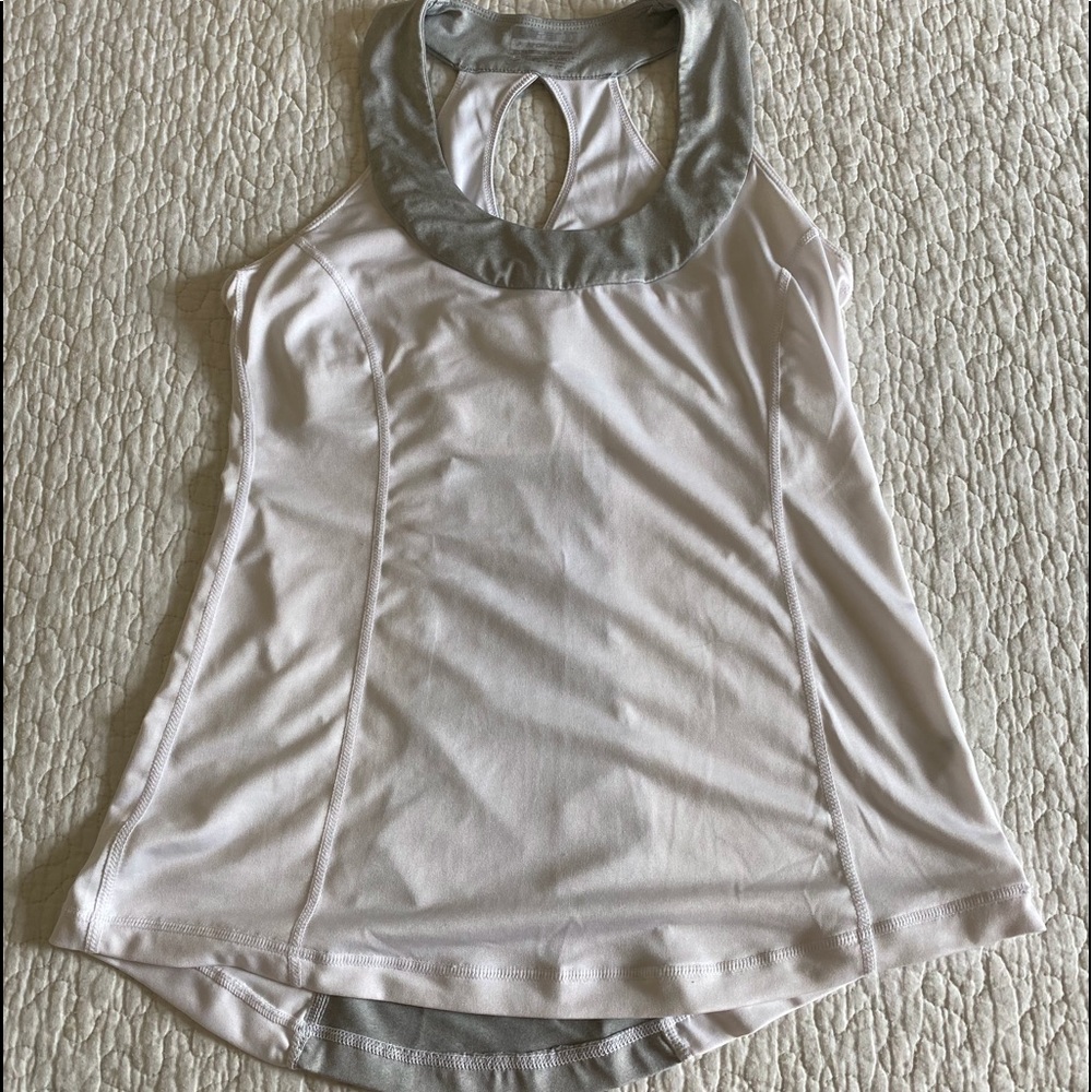 White and grey high neck workout tank